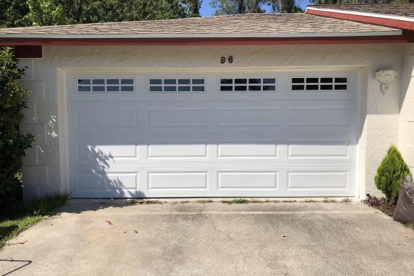 Raised Long Panel Garage Door with Stockton Long Glass Top Section
