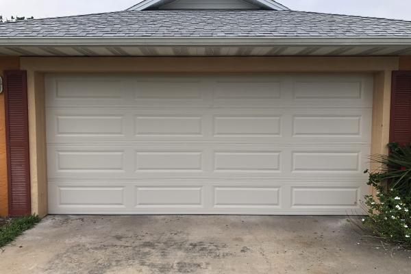 Raised Long Panel Garage Door in Almond Color