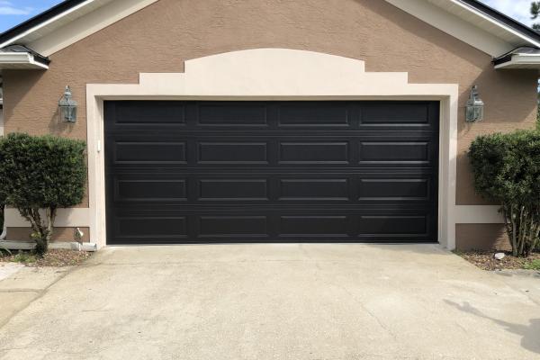 Raised Long Panel Garage Door in Black