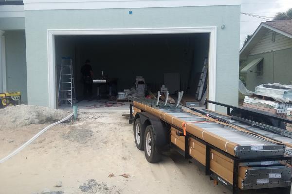 trailer near garage door