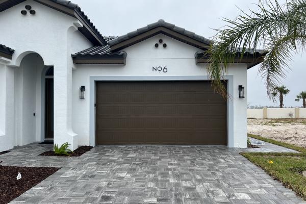 Stamped Carriage House Short Panel Garage Door in Custom Color
