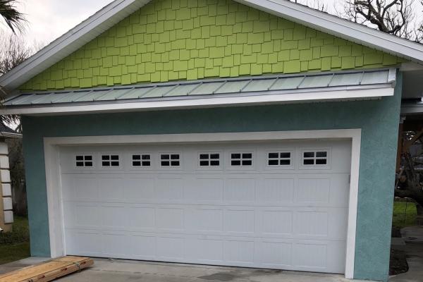 Carriage Stamp Garage Door with Stockton Glass Top Section