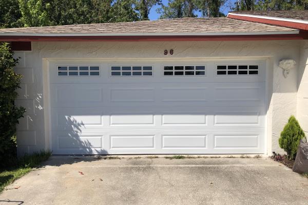 Raised Long Panel Garage Door with Stockton Long Glass Top Section