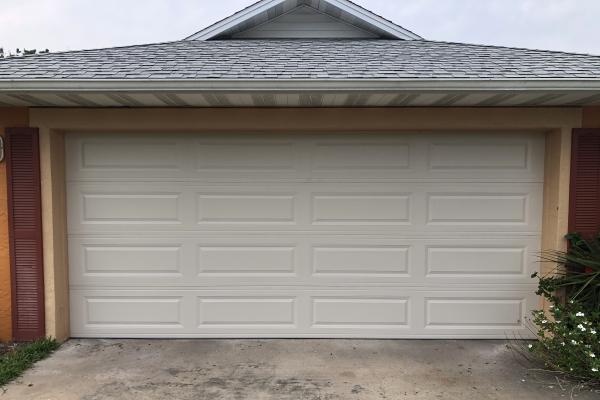 Raised Long Panel Garage Door in Almond Color