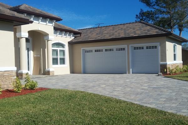 Raised Long Panel Garage Door with Long Stockton Glass Top Section