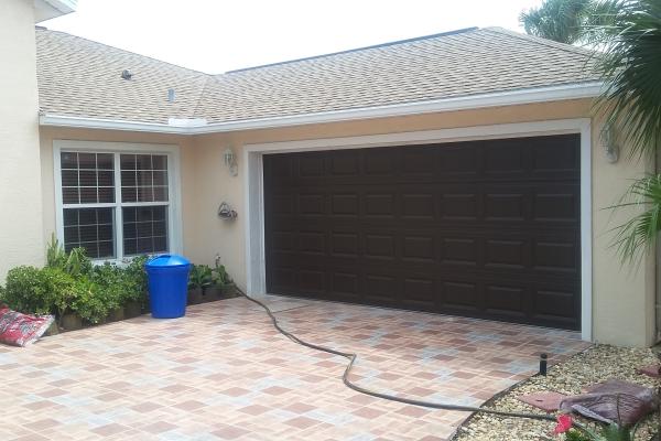 Raised Short Panel Garage Door in Brown 