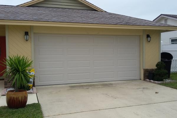 Raised Long Panel Garage Door in Almond
