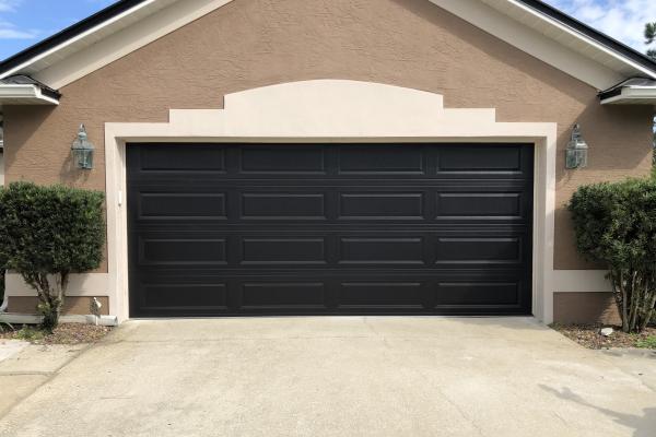 Raised Long Panel Garage Door in Black