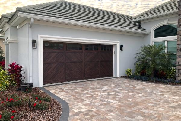 Accents Woodtones Flush Carriage House Garage Door With Madison Glass Top Section 